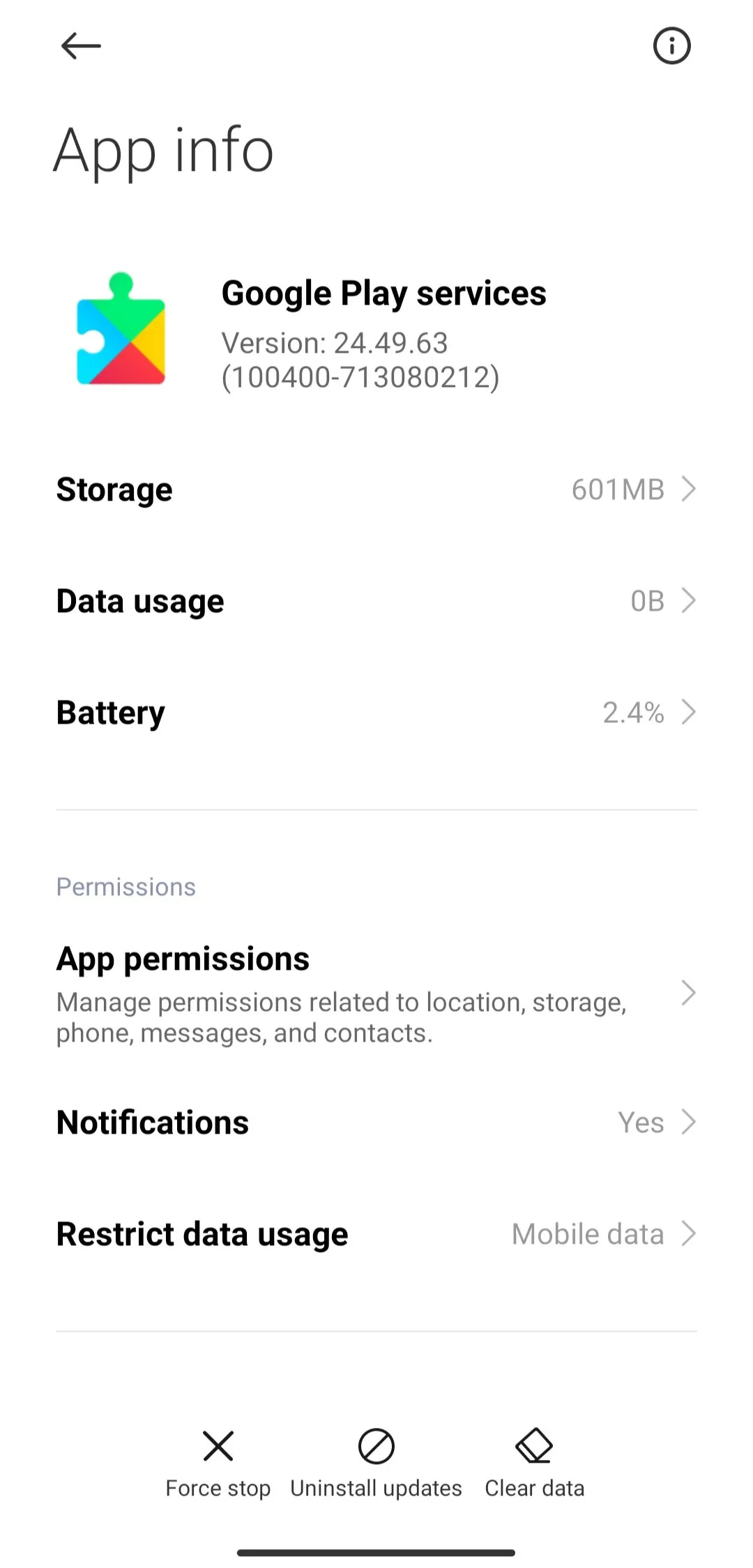 Google Play services screenshot 1